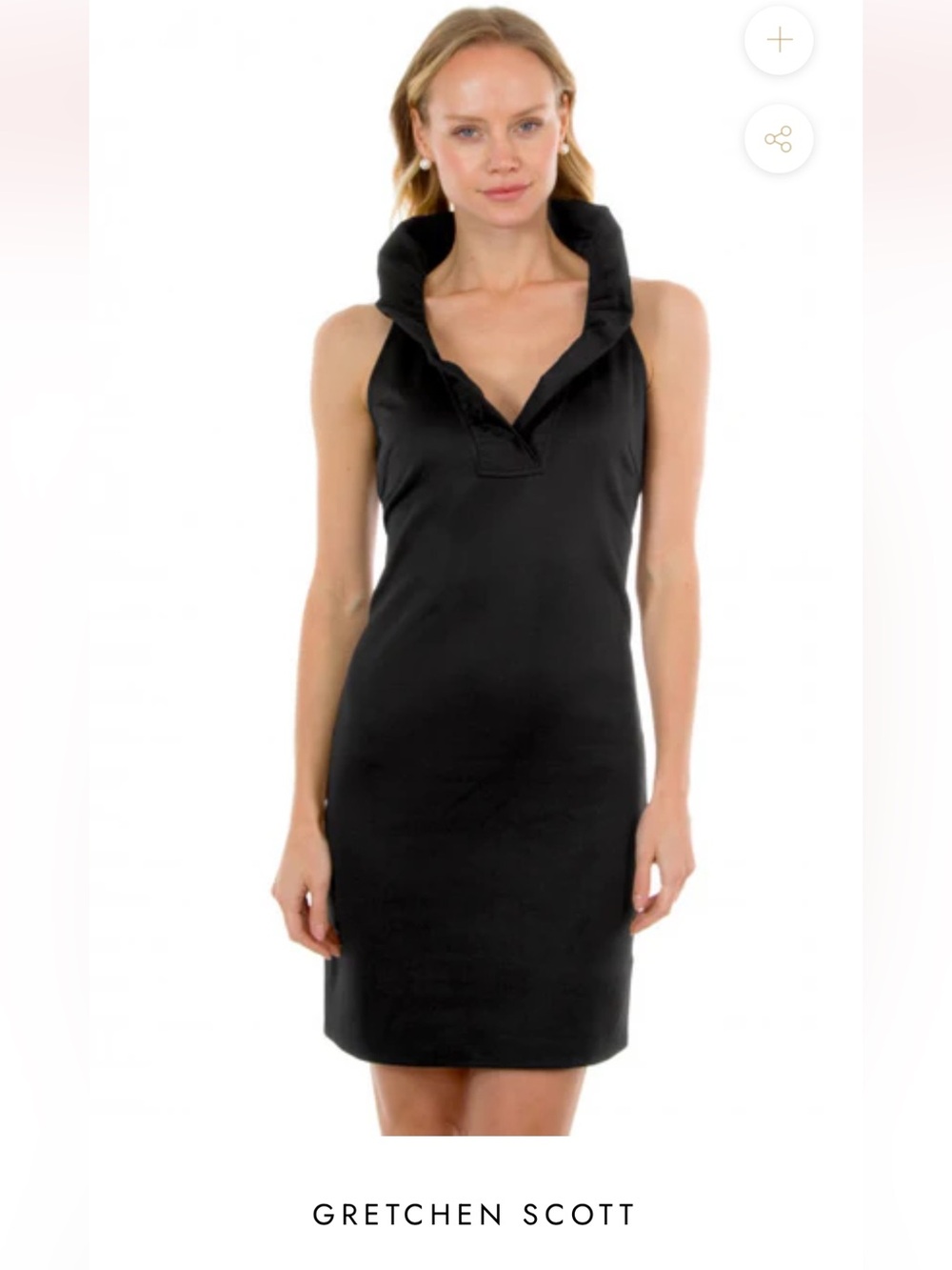 NWT Gretchen Scott Ruffneck Sleeveless Dress black medium